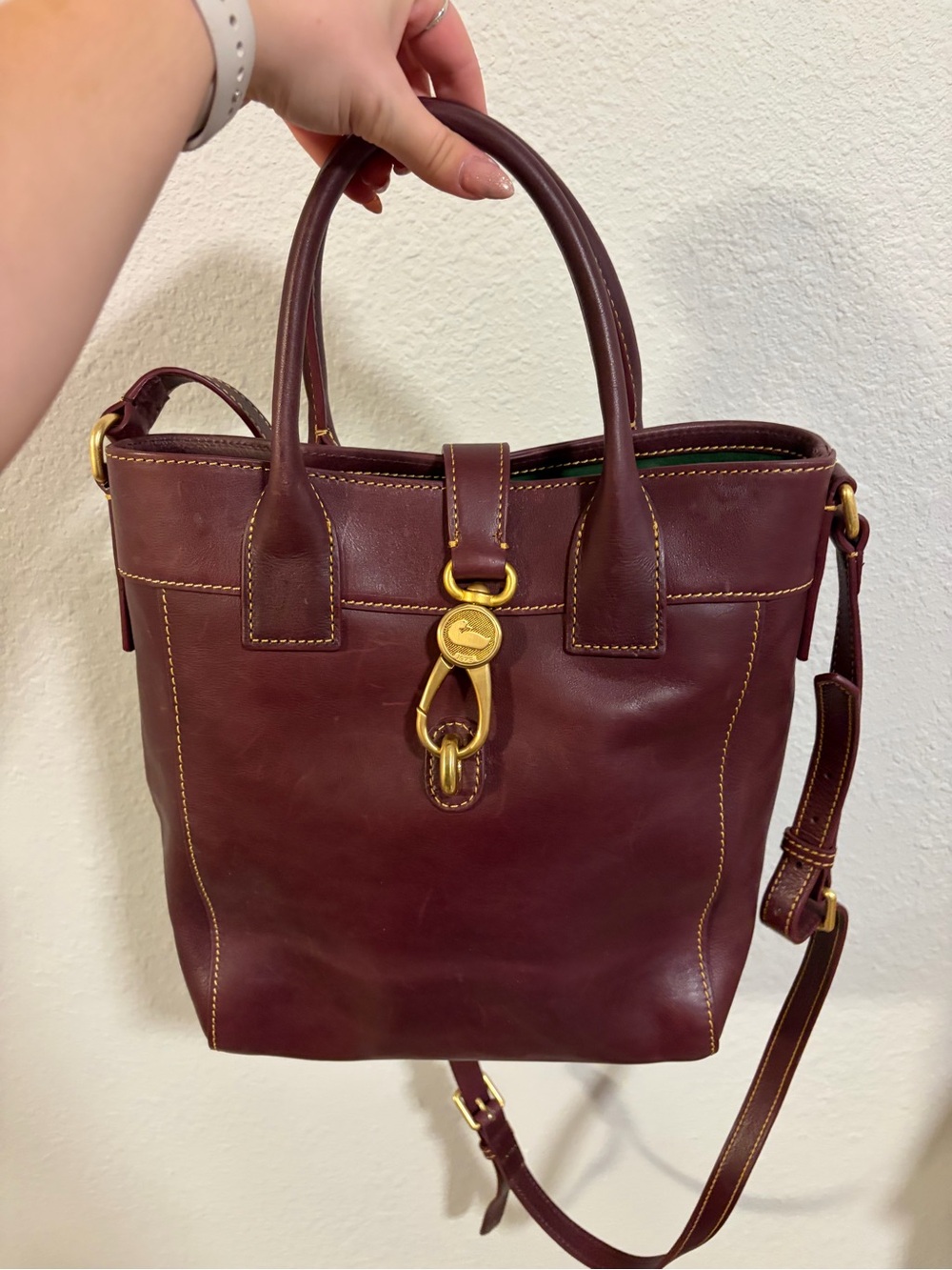 Vintage Dooney & Bourke Burgundy Leather Shoulder Tote